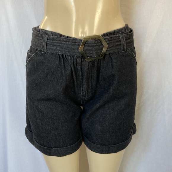 DEMOCRACY Jeans Women’s Black Faded Shorts Size 6 Belted Elastic Waist NWOT - Picture 3 of 8